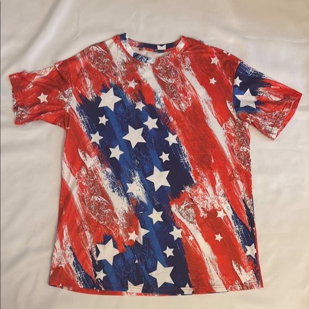 Patriotic Star Print T-Shirt Men Size Medium NWOT